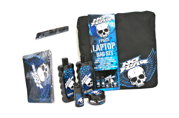 NO FEAR 7pc Laptop Bag Set Shower Gel Shampoo Mouse Mat