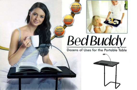 Adjustable Portable Bed Table with LED Light