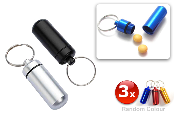 FREE Ozstock Day: 3 x Aluminium Pill Vial with Keychain