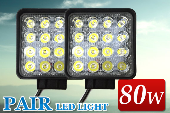 2x 80W LED Work Light Offroad Flood Lamp