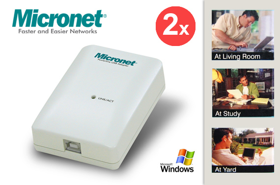 Super Special: 2x Micronet Powerline USB Adapter - EtherFast LAN Solution