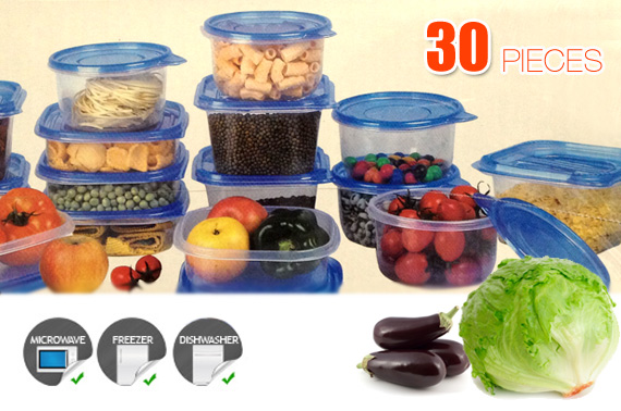 30 Piece Disposable Food Storage Set with Lids - Freezer, Microwave & Dishwasher Safe