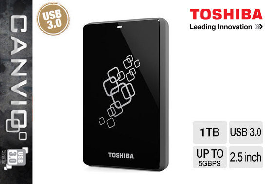 Toshiba Canvio V6 1TB 2.5-inch USB 3.0 Aluminium Portable Hard Drive - Black