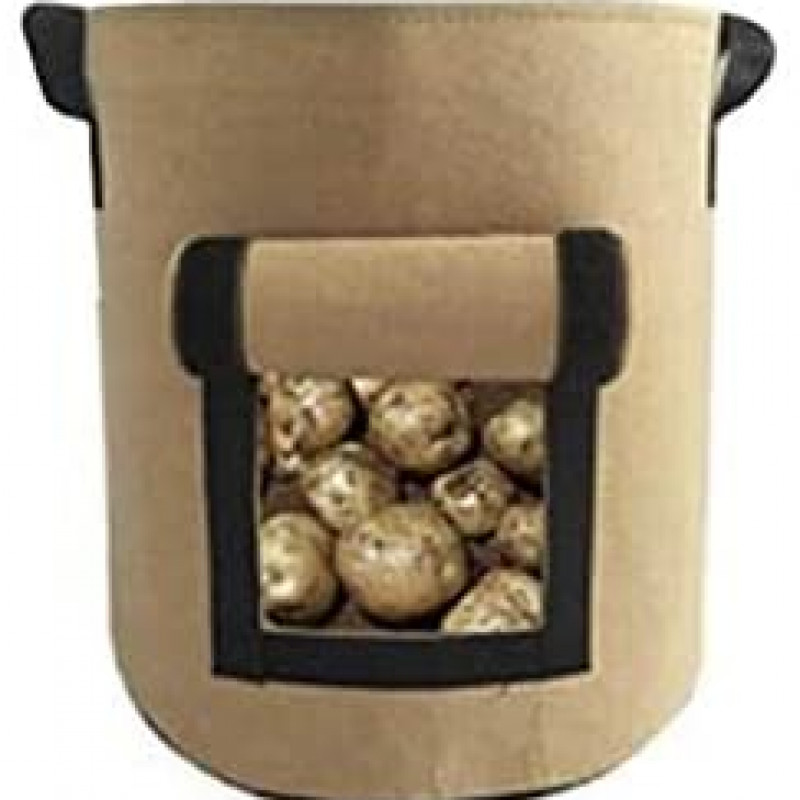 Free Shipping Potato Grow Planter Container Bag Pouch Root Plant Growing Pot Side Window GN (7 Gallo