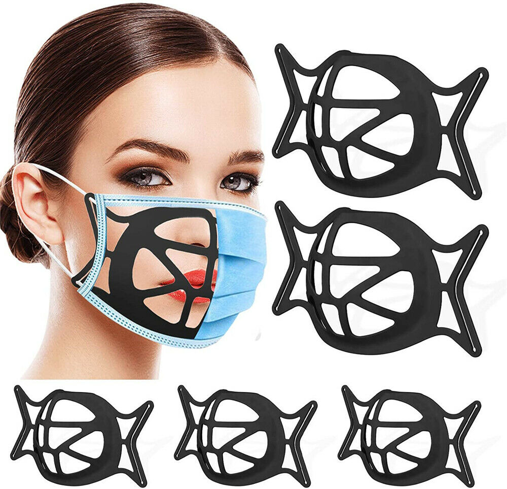 Free Shipping 5x 3D Face Mask Inner Support Frame Silicone Bracket Protector Reusable Holder BLACK
