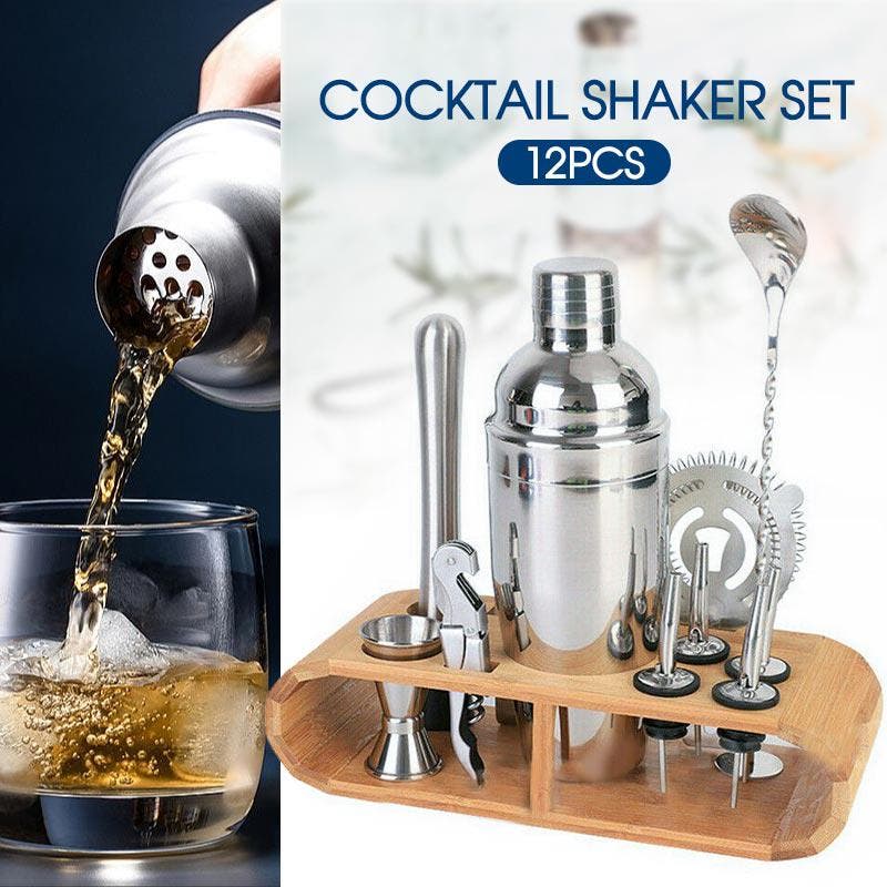 12Pcs Cocktail Shaker Set Mixer Martini Spirits Maker Bar Strainer Bartender Kit