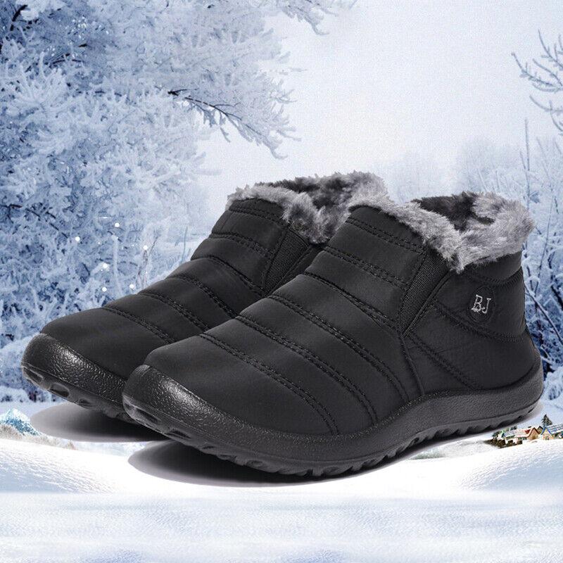 Womens Ladies Ankle Boots Snow Winter Warm Non-slip Flat Shoes Fur Lined (38)