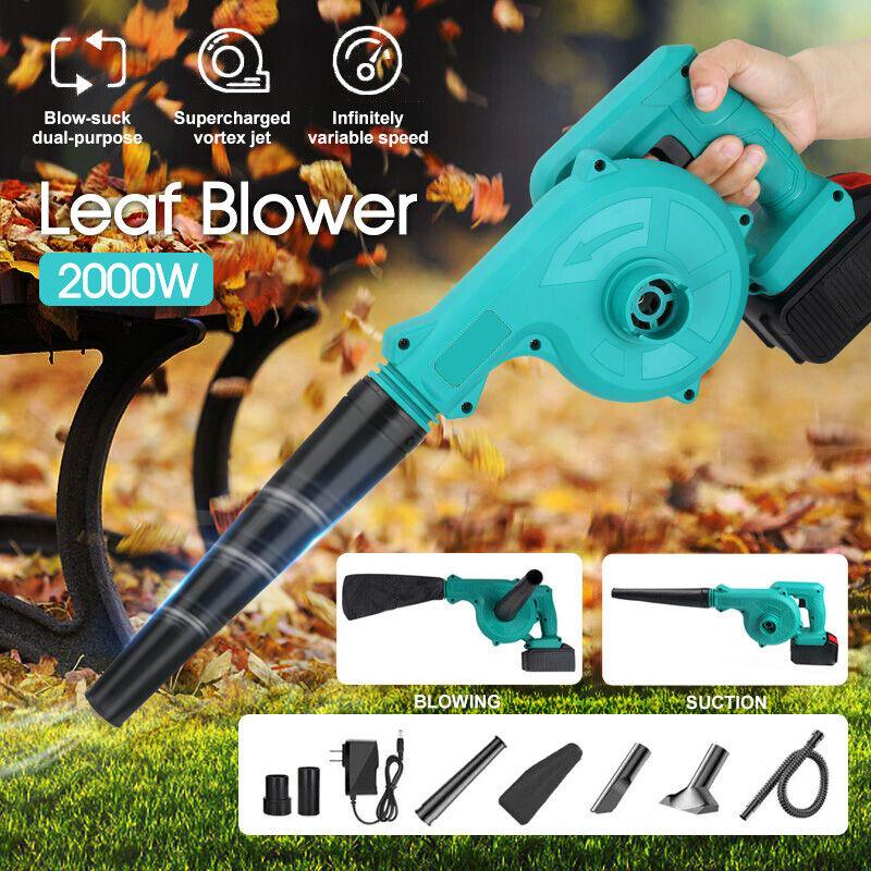 2-in-1 Cordless Electric Leaf Blower Home Car Dust Remove Vacuum Cleaner 1x Battery Set