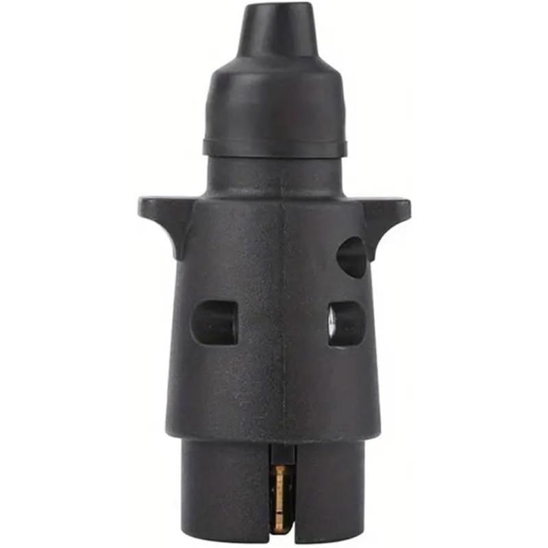 2V 7-Way Round European Car Trailer Plug - Durable Plastic Connector with High Conductivity Copper C