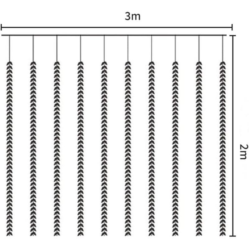 3*2m 200 Led Garden Outdoor Wall Fence Light USB Charge