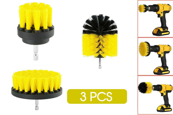 Grout Power Scrubber Cleaning Drill Brush Tub Cleaner Combo Tool Kit Yellow