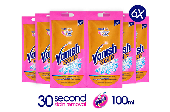 6x VANISH GOLD OXI ACTION LIQUID FABRIC STAIN REMOVER 100ML/3.52OZ