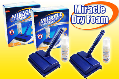 2x Miracle Dry Foam Carpet and Upholstery Cleaning Kit with Shampoo and ...