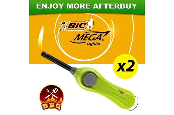 2x Bic Mega lighter BBQ U140 Long Lasting Butane Gas Ignition Rod