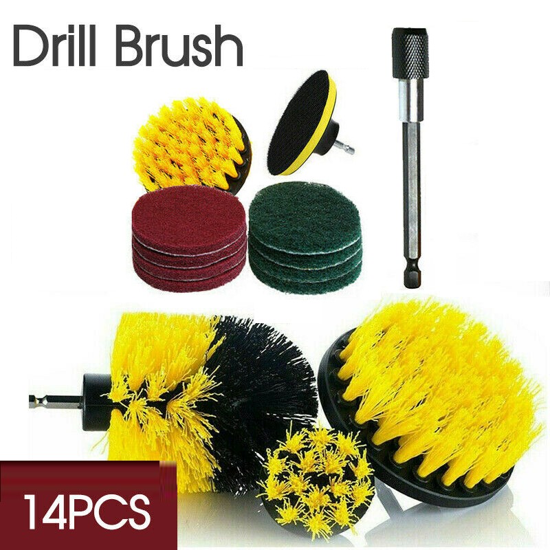 14PC Drill Brush Tub Clean Electric Grout Power Scrubber Cleaning Combo Tool Kit