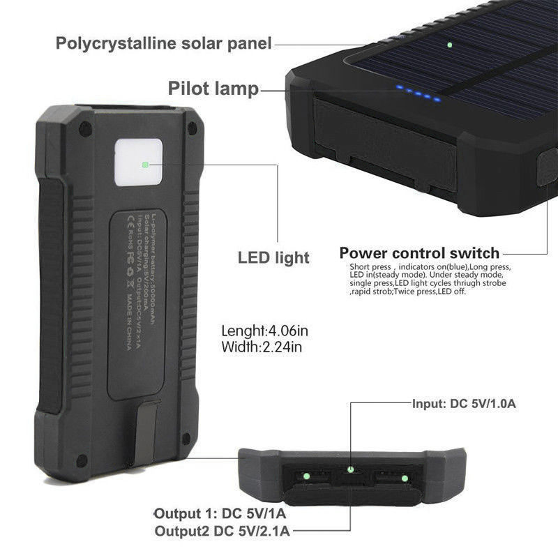 MOSKIZ Solar Charger Power Bank, 40000mAh Wireless Portable Charger QC3.0 PD 20W Fast Charging With USB-C In/Output, External Battery Pack With Dual Flashlights Hiking Camping Essential - View #2