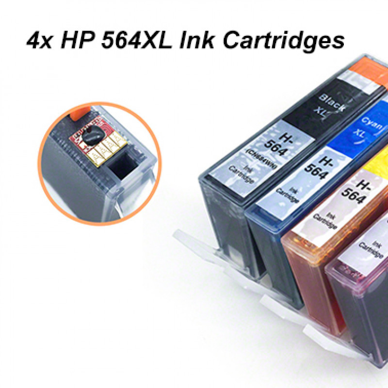 4x HP 564XL Ink Cartridges for Photosmart 3070/5510/5520/6510/6520/7510/7520 Printer