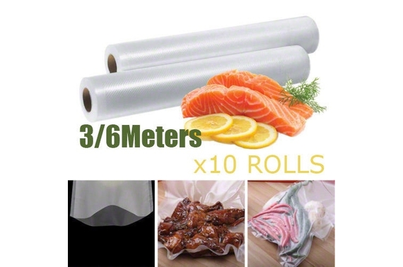 10x Vacuum Food Sealer Roll Bags Saver Seal Storage Heat Commercial 60m x 28cm
