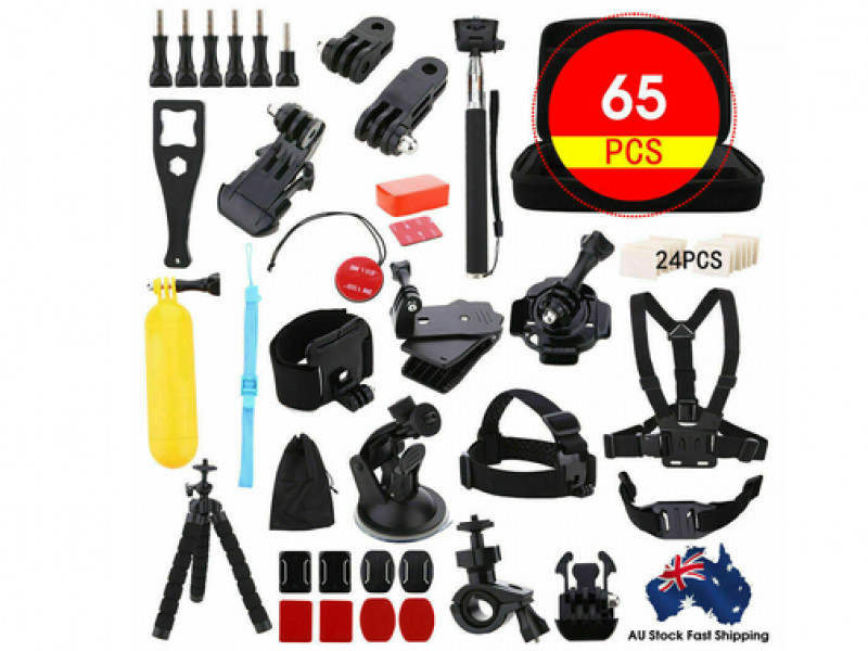 65PCS Accessories Pack Case Chest Head Bike Monopod Float Mount for GoPro Hero 5 4 3 2