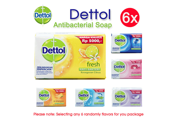 6x Assorted Dettol Antibacterial Soap Bar 110g