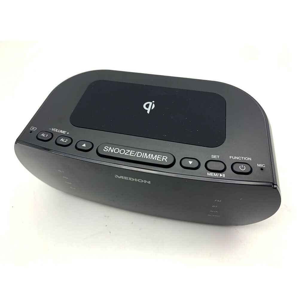 Medion Alarm Clock Radio Snooze 10W Qi Wireless Charging Bluetooth V5.0
