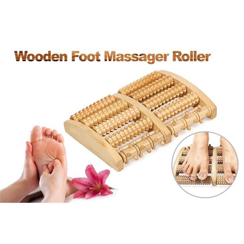 Free Shipping Wooden Foot Massager Roller Acupressure Massage Tool