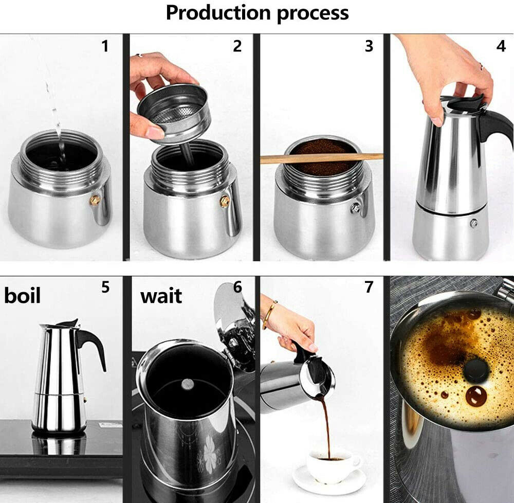Free Shipping 4Cup Stove Top Coffee Maker Moka Espresso Latte Stainless Steel Percolator Pot
