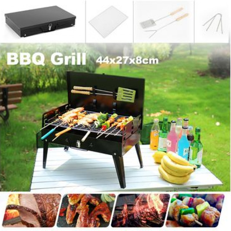 Crystals Portable Charcoal Round Barbecue Grill for Garden Party Picnic Camping BBQ Cooking 