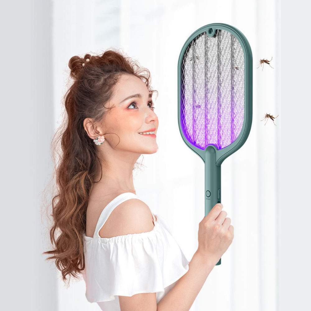 2 In 1 Electric USB Rechargable Racket Fly Swatter Mosquito Insect Killer Zapper