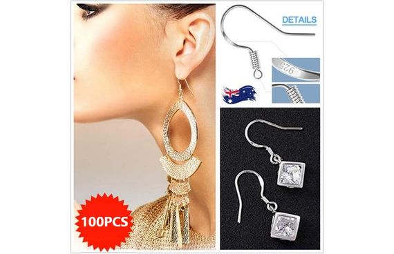 Free Shipping 100pcs 925 Silver Earring Hooks French Hook Ear Wire DIY Earrings Jewelry