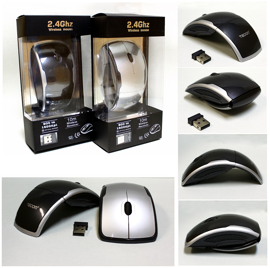 Wireless 2.4GHz Arc Folding Mouse with Snapin Nano Transceiver