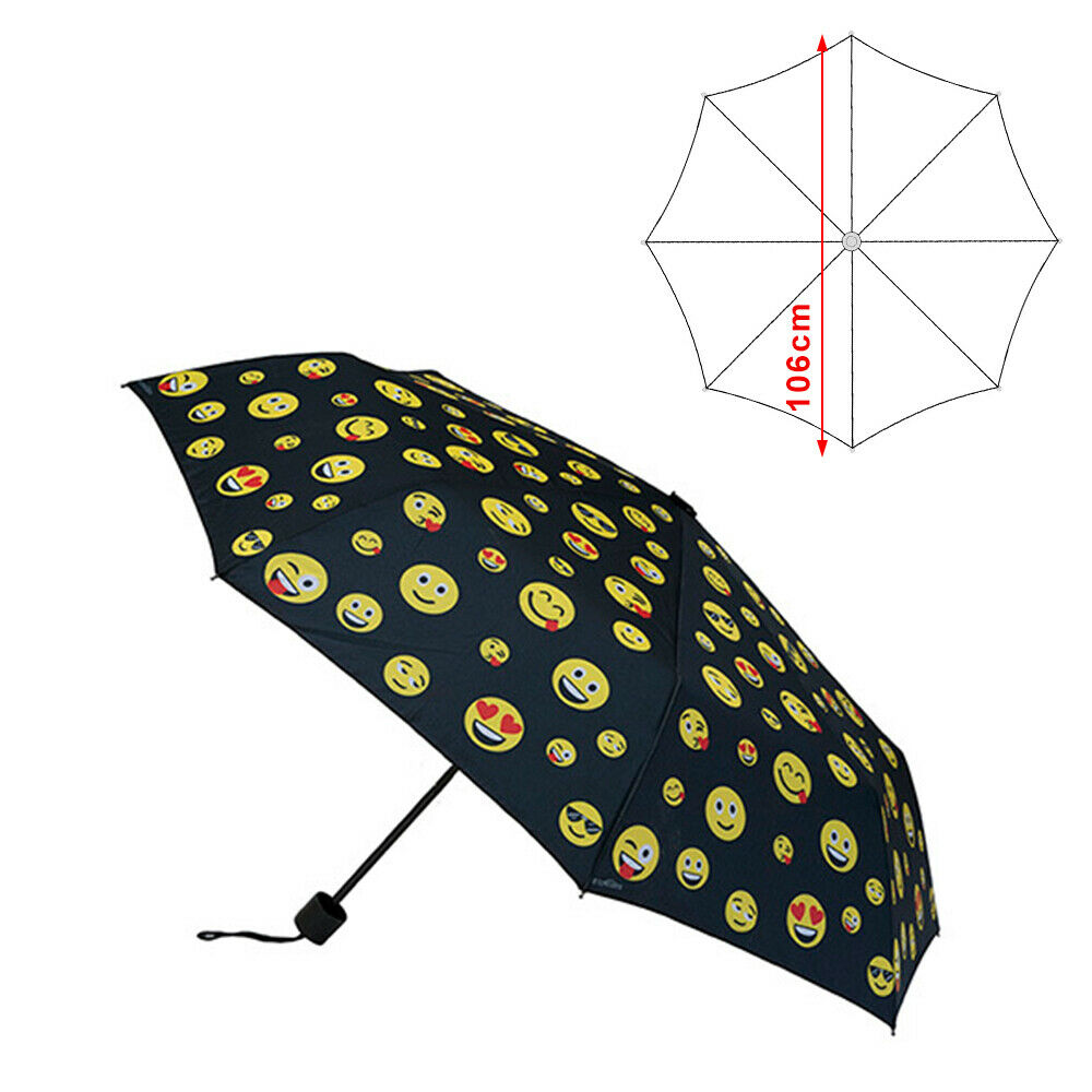 BRELLERZ EMOJI BLACK UMBRELLA WITH RUBBERY HANDLE 106cm Diameter