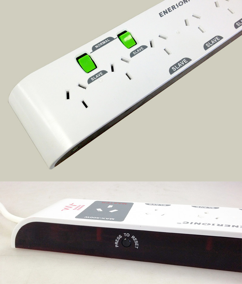 Energy Saving 6 Outlet Master/Slave Power Board with Surge Protector ...