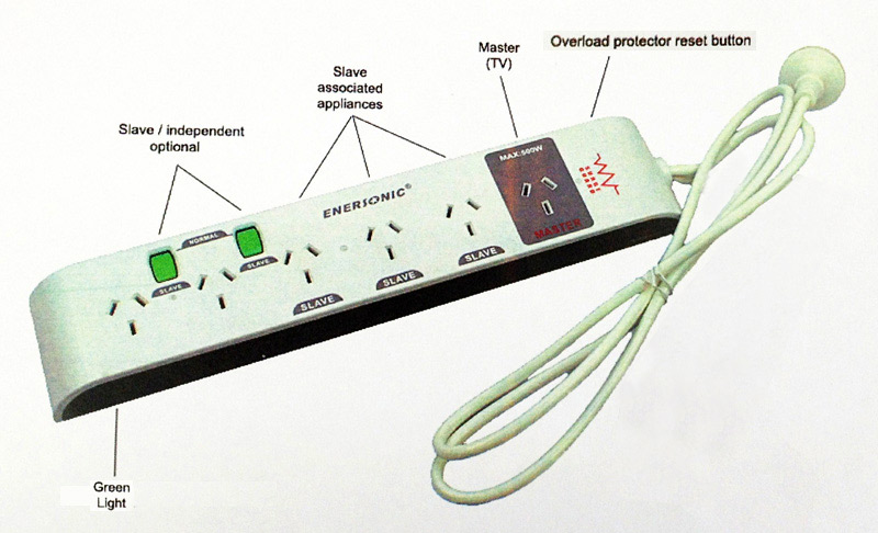 Energy Saving 6 Outlet Master/Slave Power Board with Surge Protector