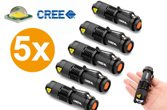 5x Mini CREE Q5 LED Zooming Flashlight