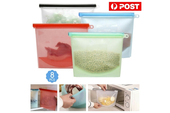 Reusable Silicone Food Preservation Bags Airtight Seal Food Storage Container AU