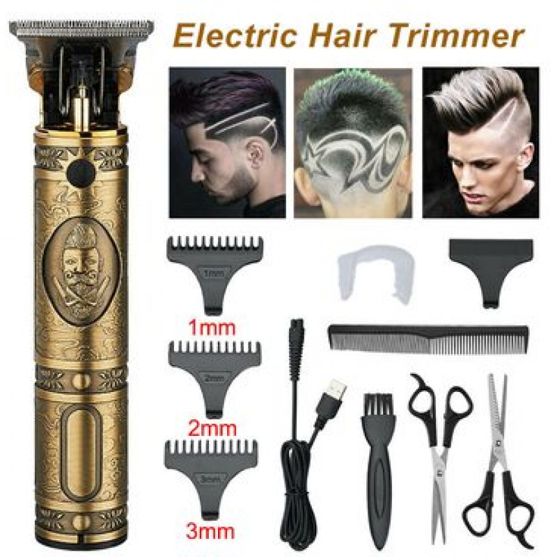 11PCS Men's USB Electric Hair Clippers Trimmer Beard Shaver Cordless Groomer Kit