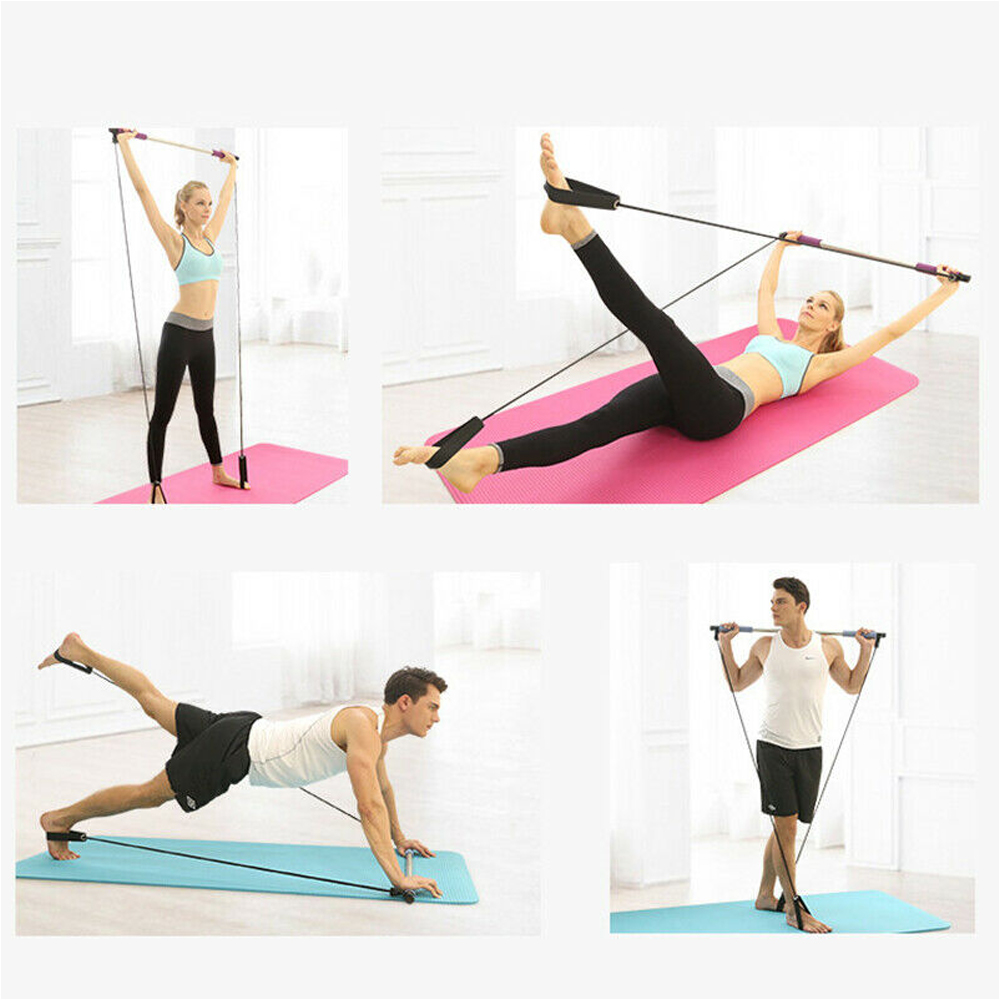 Free Shipping Exercise Pilates Bar Kit with Resistance Band Pilates