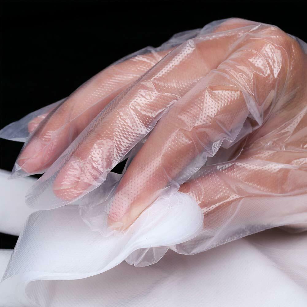 200pcs Disposable PE Plastic Clear Gloves Kitchen Restaurant Food