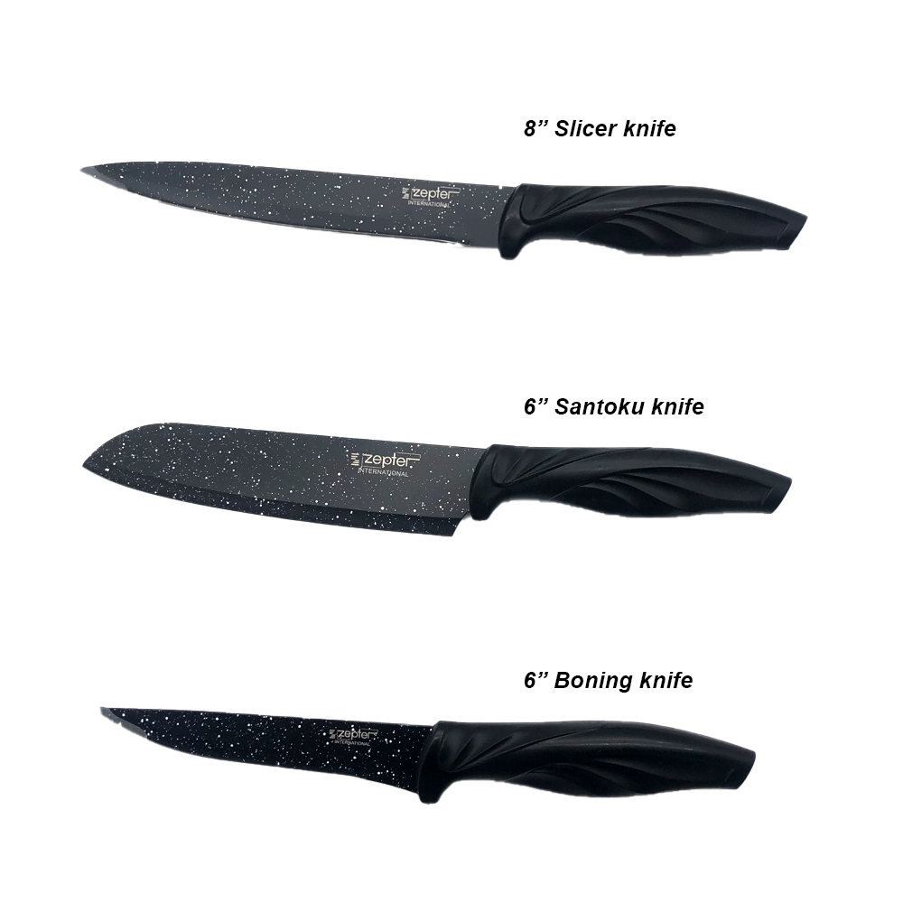 18pcs Stainless Steel Knife set Zepter Sharpener Chef Bread Steak