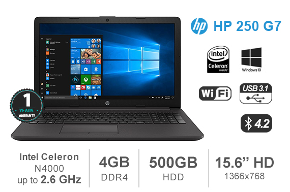 HP 250 G7 Intel Celeron N4000 15.6