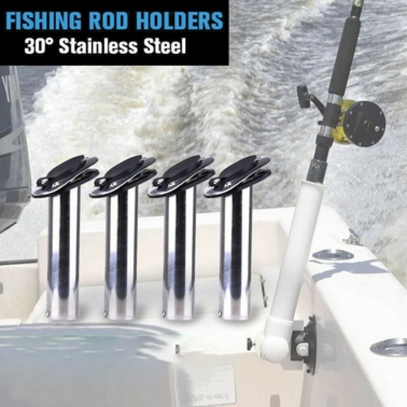 1x Stainless Steel Flush Mount 30 Degree Fishing Rod Holder