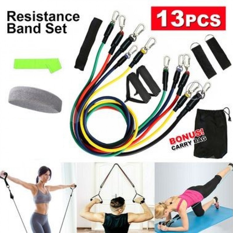Resistance Band Yoga Pilates Abs Exercise Stretch Fitness Tube Workout Bands OY 