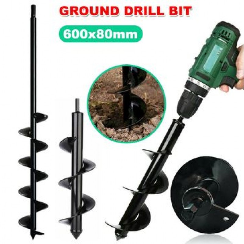 Power Garden Auger Earth Drill Bit Post Digger Planter Outdoor 80 x 600mm