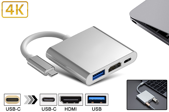 3 in 1 USB 3.1 Type-C HDMI Adapter Hub for MacBook
