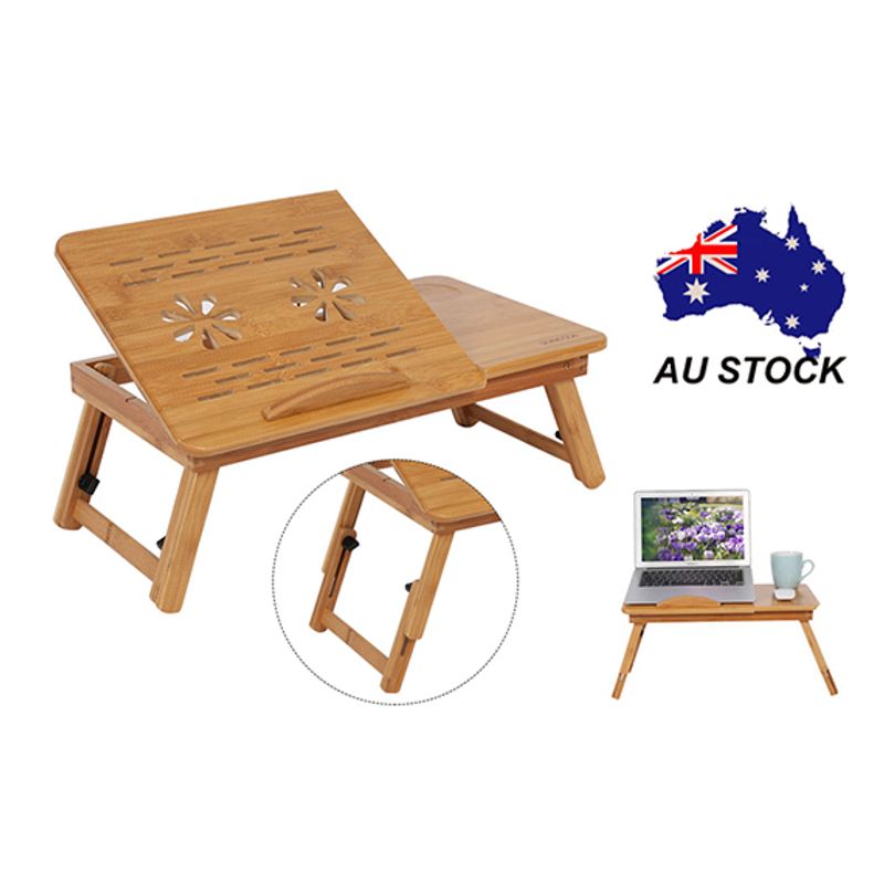 Foldable Multi Function Bamboo Laptop Bed Desk Cooling Holder Table Stand