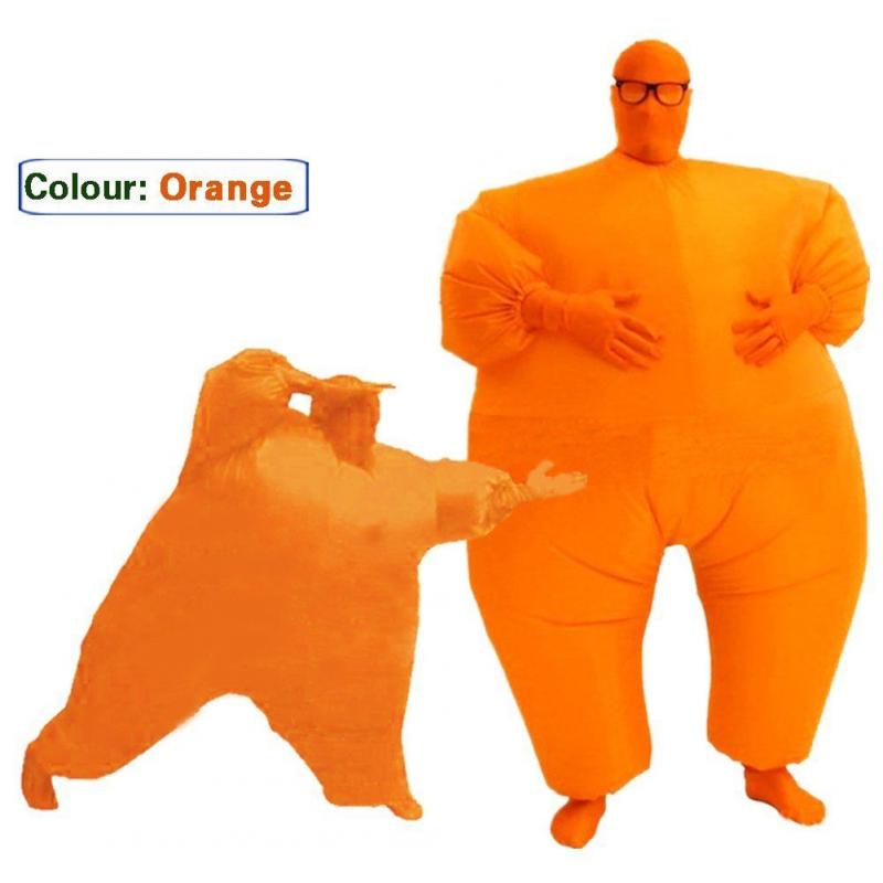 Inflatable Fancy Chub Fat Masked Suit Dress - Blow Up Halloween Party Costume Orange