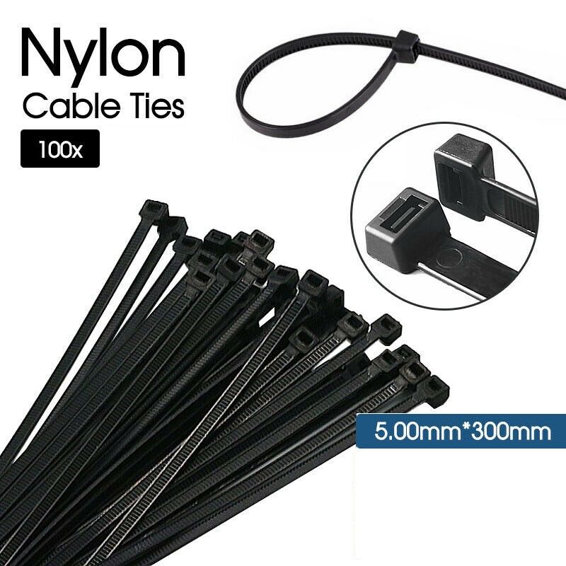 10x Cable Ties Black & Natural Cable Tie Wraps Zip Ties 250mm x 4.8mm PACK 100 
