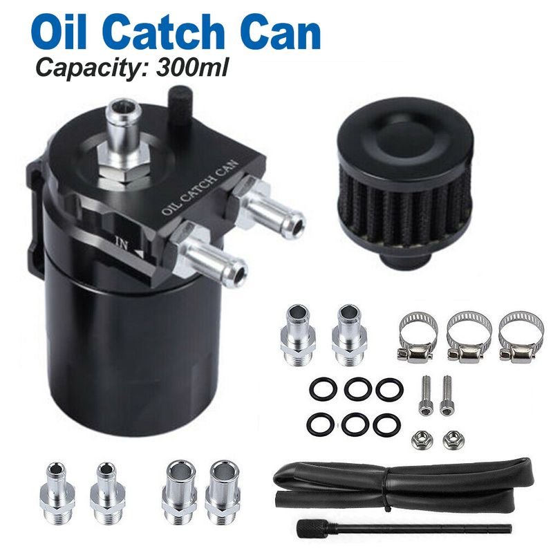 Oil Catch Can Breather Universal Baffled Diesel Reservoir Tank Petrol Filter Kit