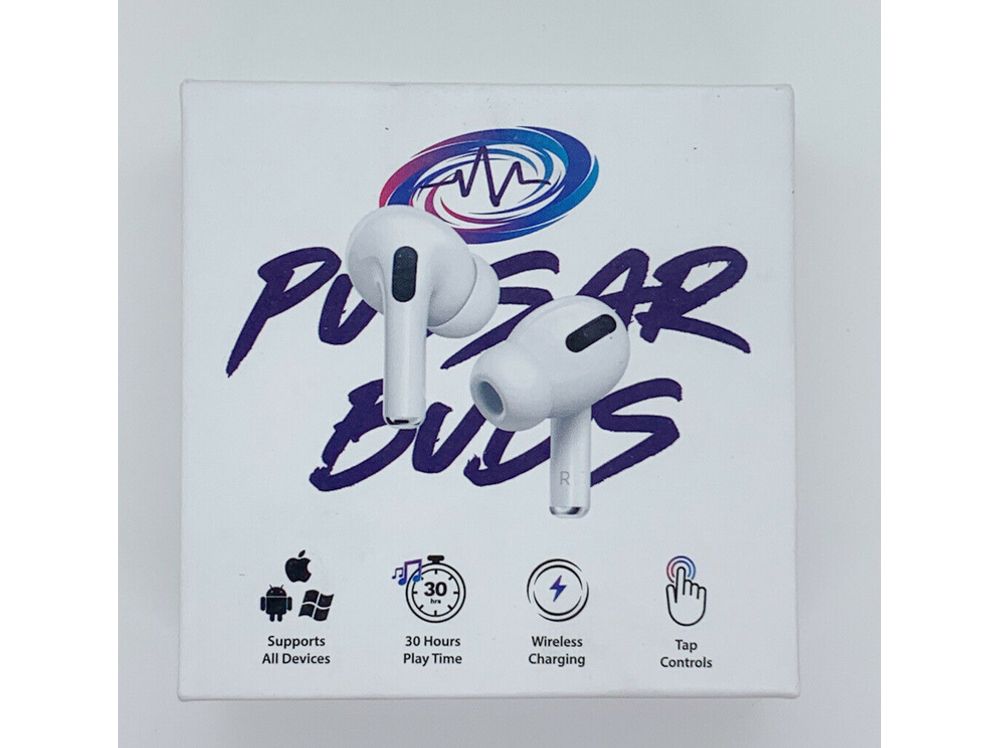 Pulsar Buds White Wireless Charging 30 Hours Play Time all devices